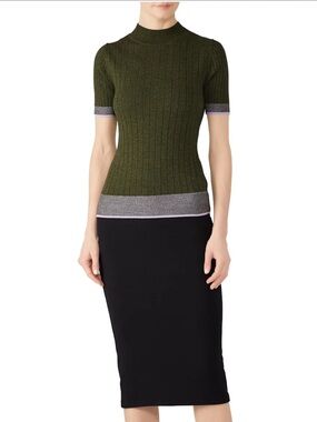 Tome NYC Contrast Trim Sweater in Sage & Lavendar